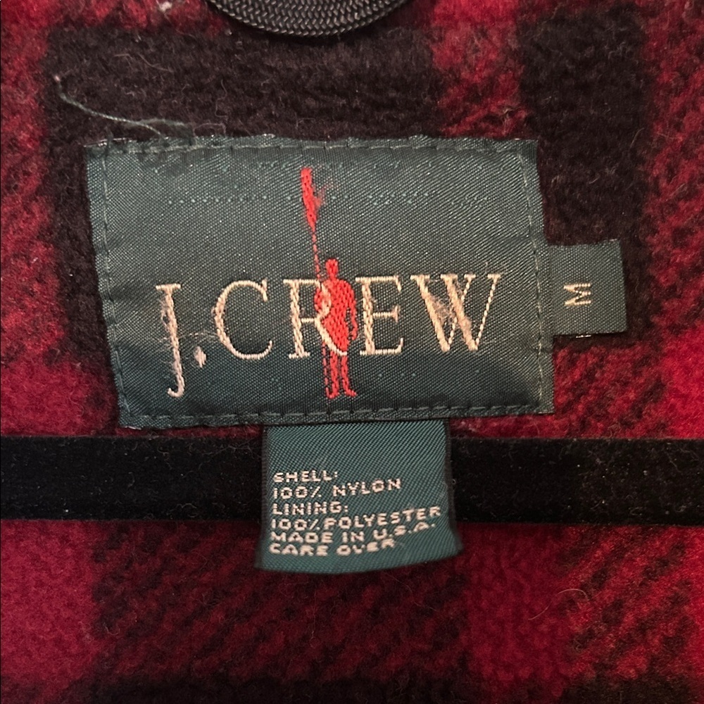 Vintage J. Crew Cream Hooded Jacket with Buffalo Plaid Lining - Picture 2 of 3